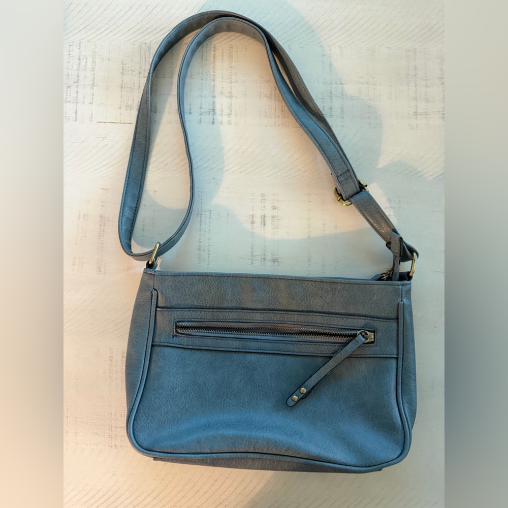Bueno Crossbody Blue bag soft faux leather Relaxed Utility Quiet Minimalism 11x8
